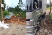 Obra interdita parcialmente estrada Pilar  Tapira, no bairro Quaresmal