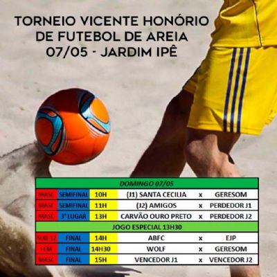Acontece hoje a grande final do torneio Vicente Honrio de futebol de areia no Jardim Ip