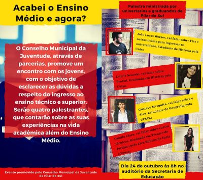 Palestra do CMJ vai tirar dvidas de estudantes: Terminei o ensino mdio e agora?