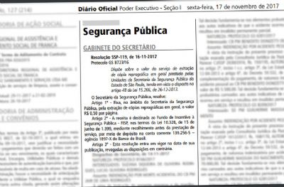 Alckmin institui cobrana por cpia de boletins de ocorrncia em todo o estado