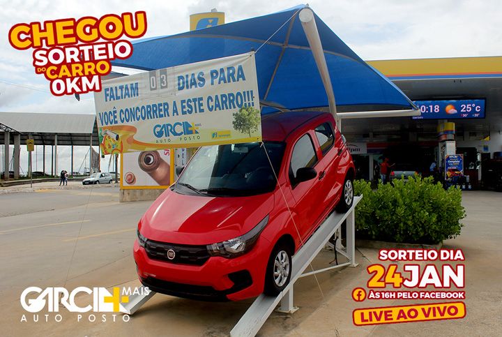 ​Posto Garcia sorteia no domingo um carro Fiat Mobi 0km