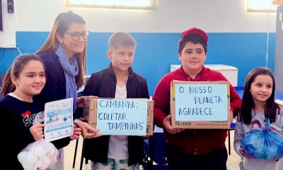 APROAPI recebe visita e doao de tampinhas de alunos da escolha Iha