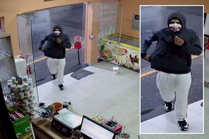 Ladro encapuzado assalta sorveteria no centro