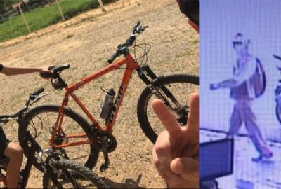 ​Ladro com mscara de proteo furta bicicleta no centro