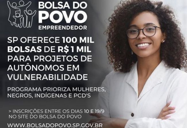 Inscries abertas para o Bolsa Empreendedor, destinado  trabalhadores autnomos