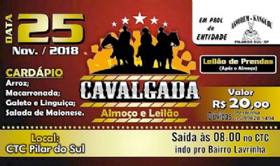 ​Domingo tem cavalgada, almoo e leilo em prol da Assobem-Kanguru