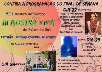 Confira a programao da quarta semana da Mostra Viva de Teatro de Pilar do Sul